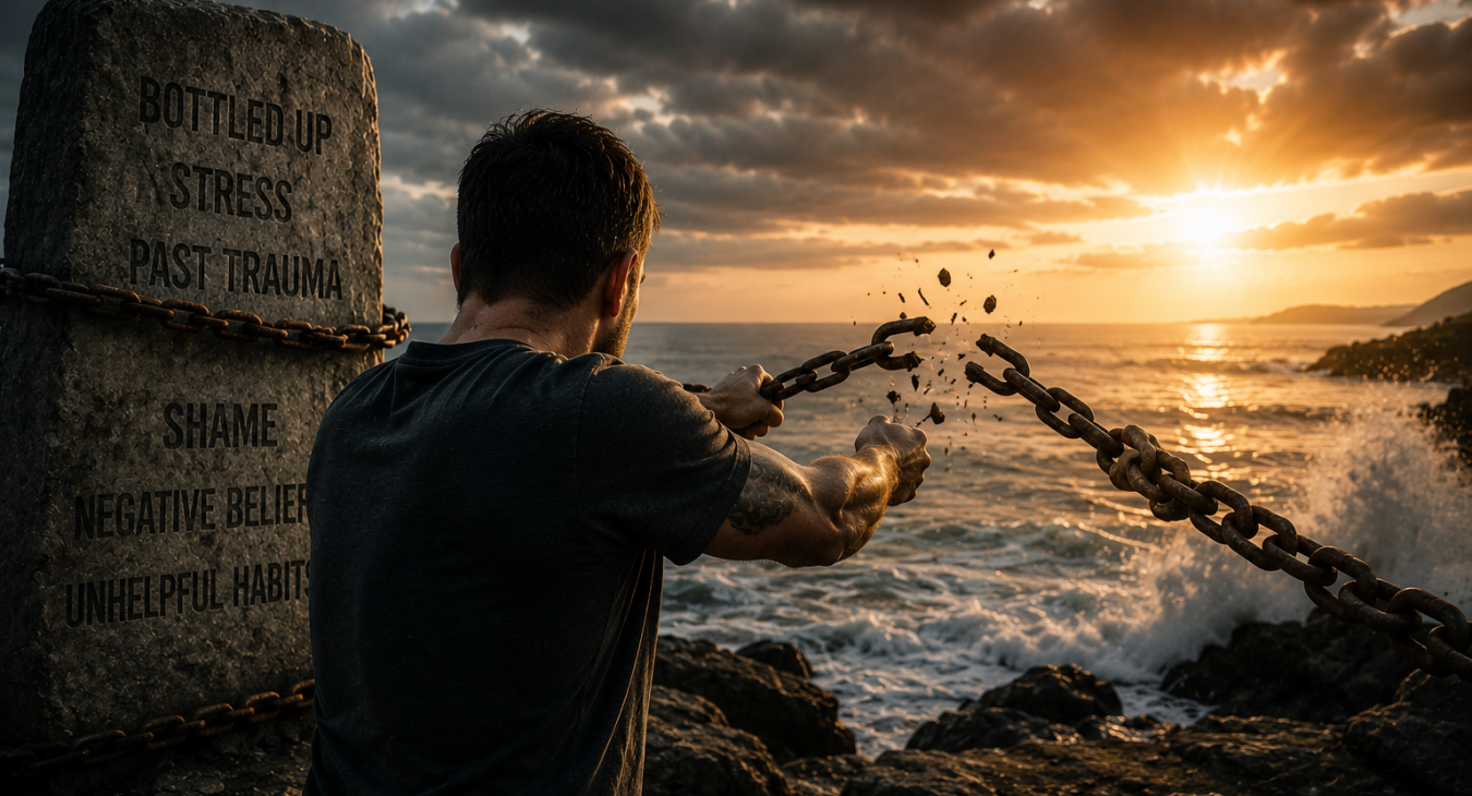 a man breaks the chains of anger